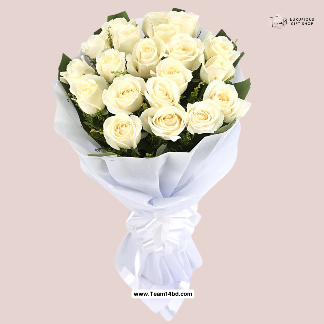 20 White Roses Bouquets – Team14BD
